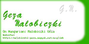 geza malobiczki business card