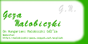 geza malobiczki business card